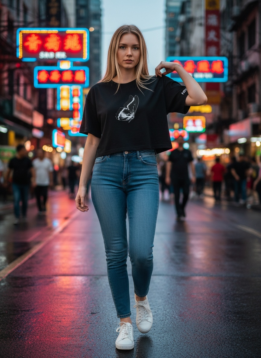 Black Butterfly - Crop Top